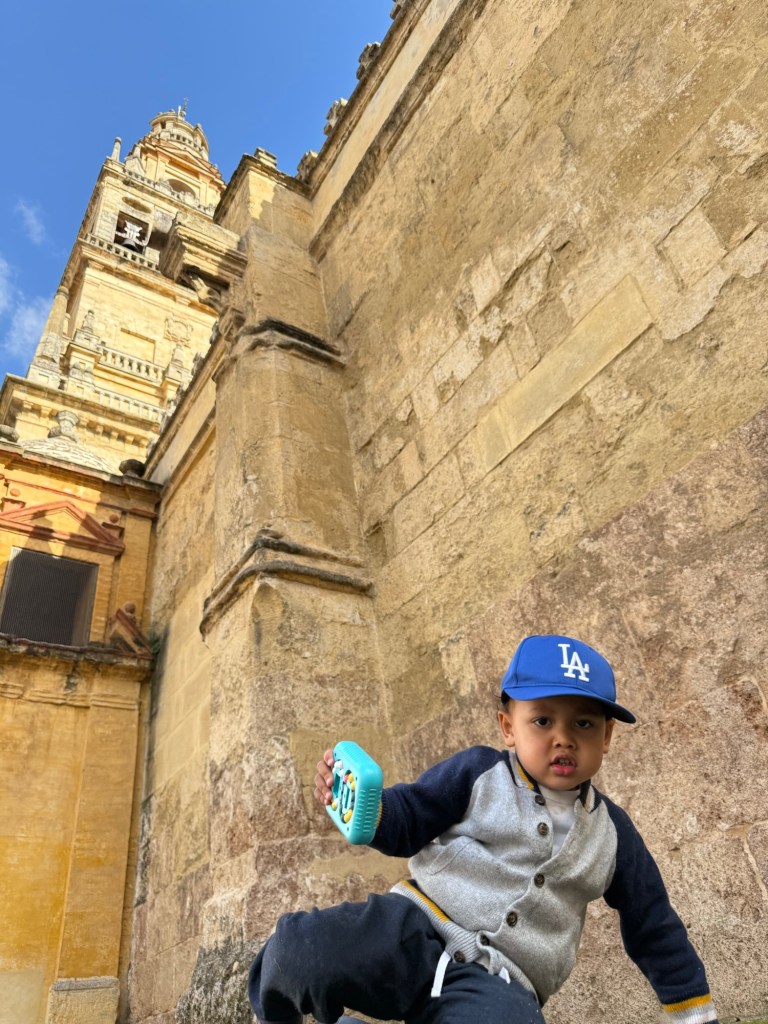 Paxton playing with toy purchased in Spain