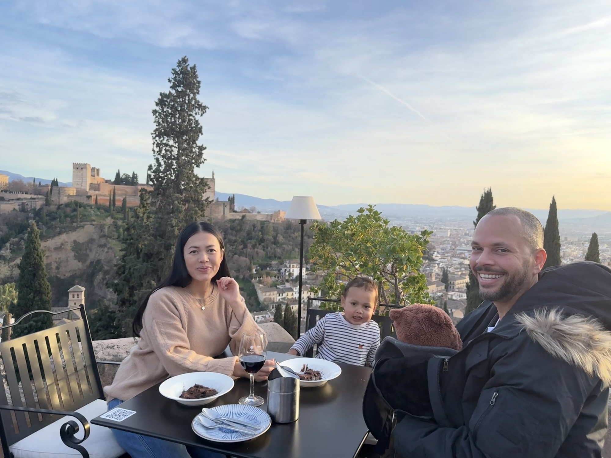 Family sunset dinner in Granada, Spain