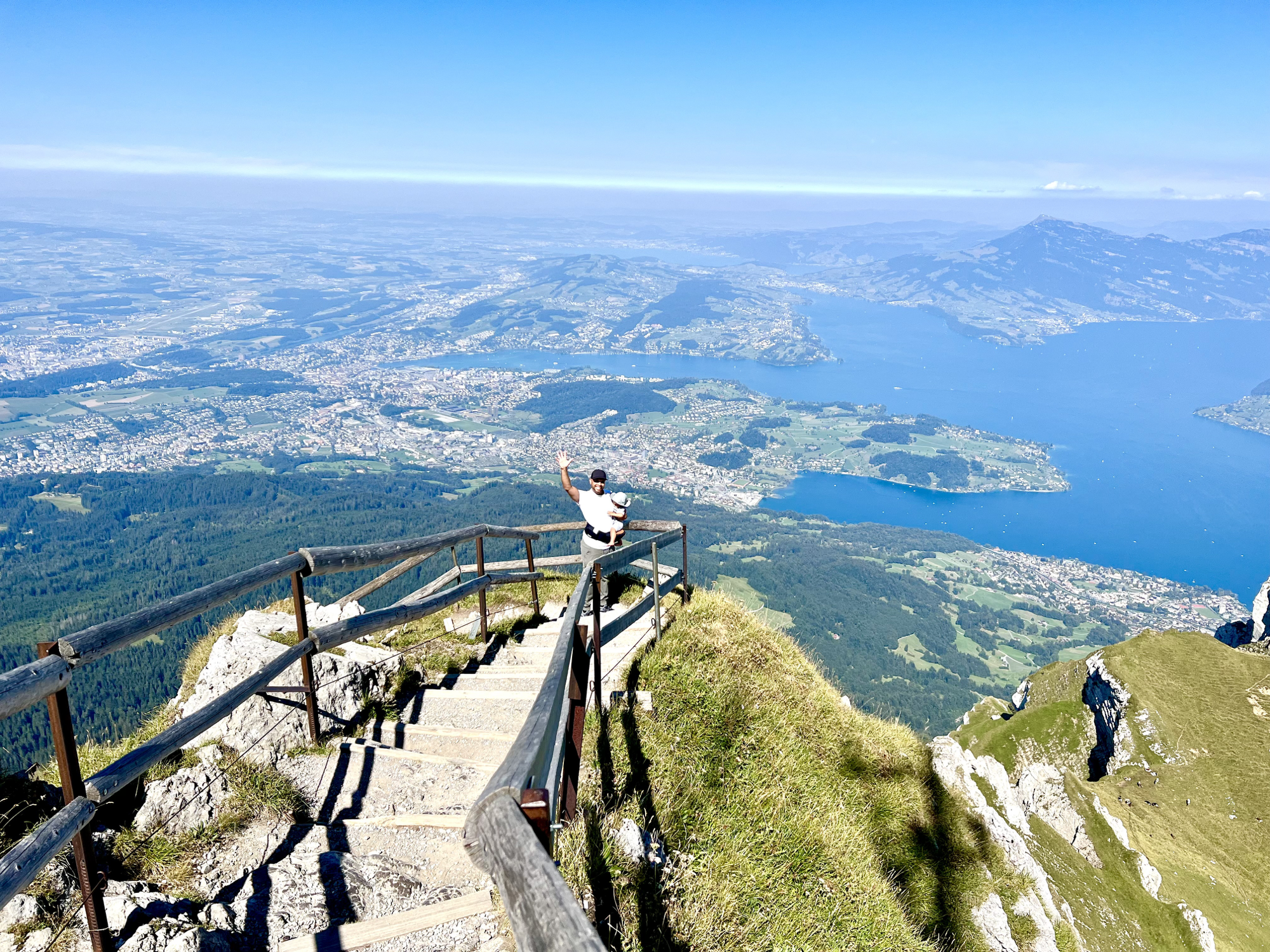 Mount Pilatus - family on mountain summit