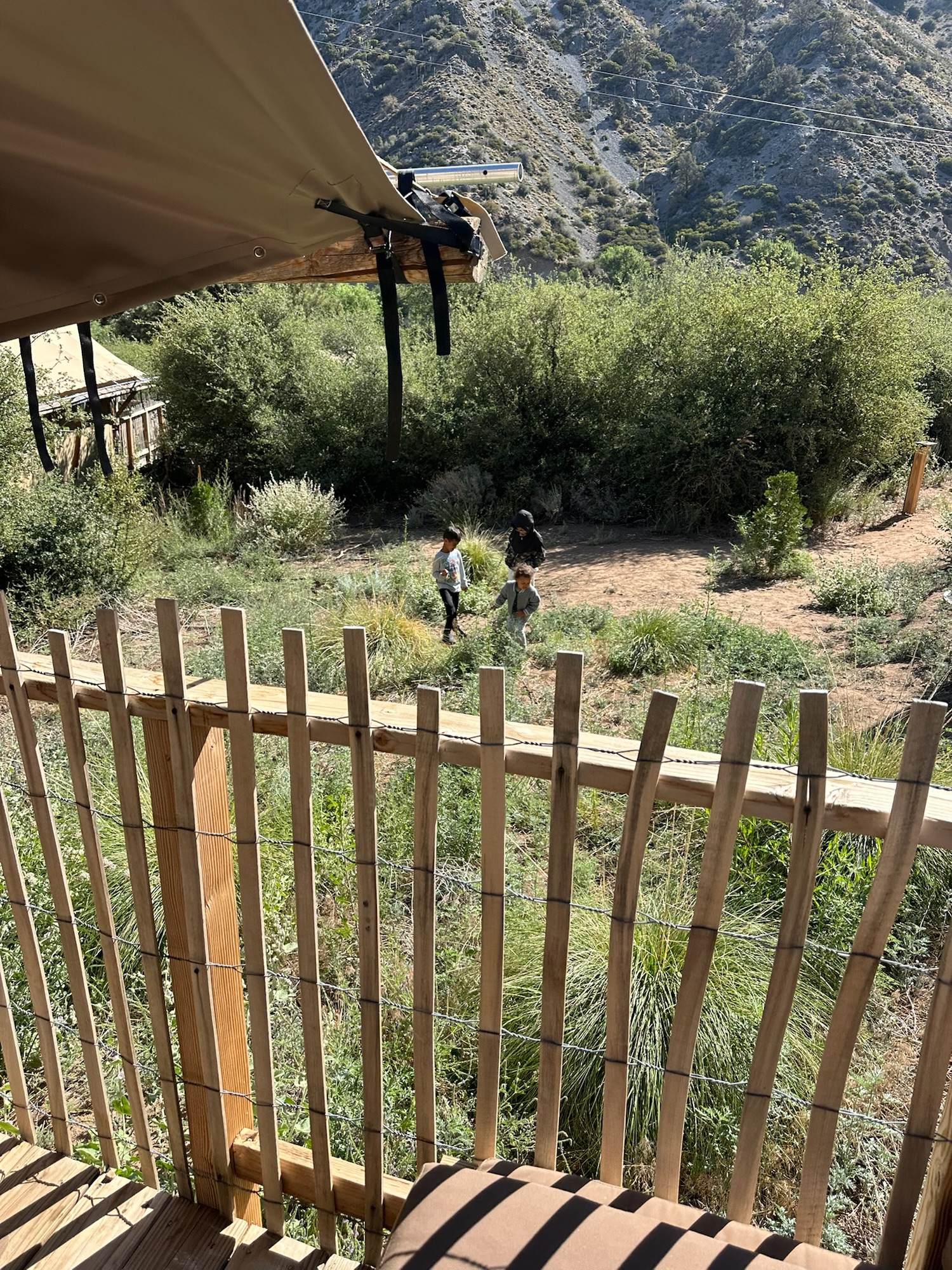 Kids exploring camp site independently