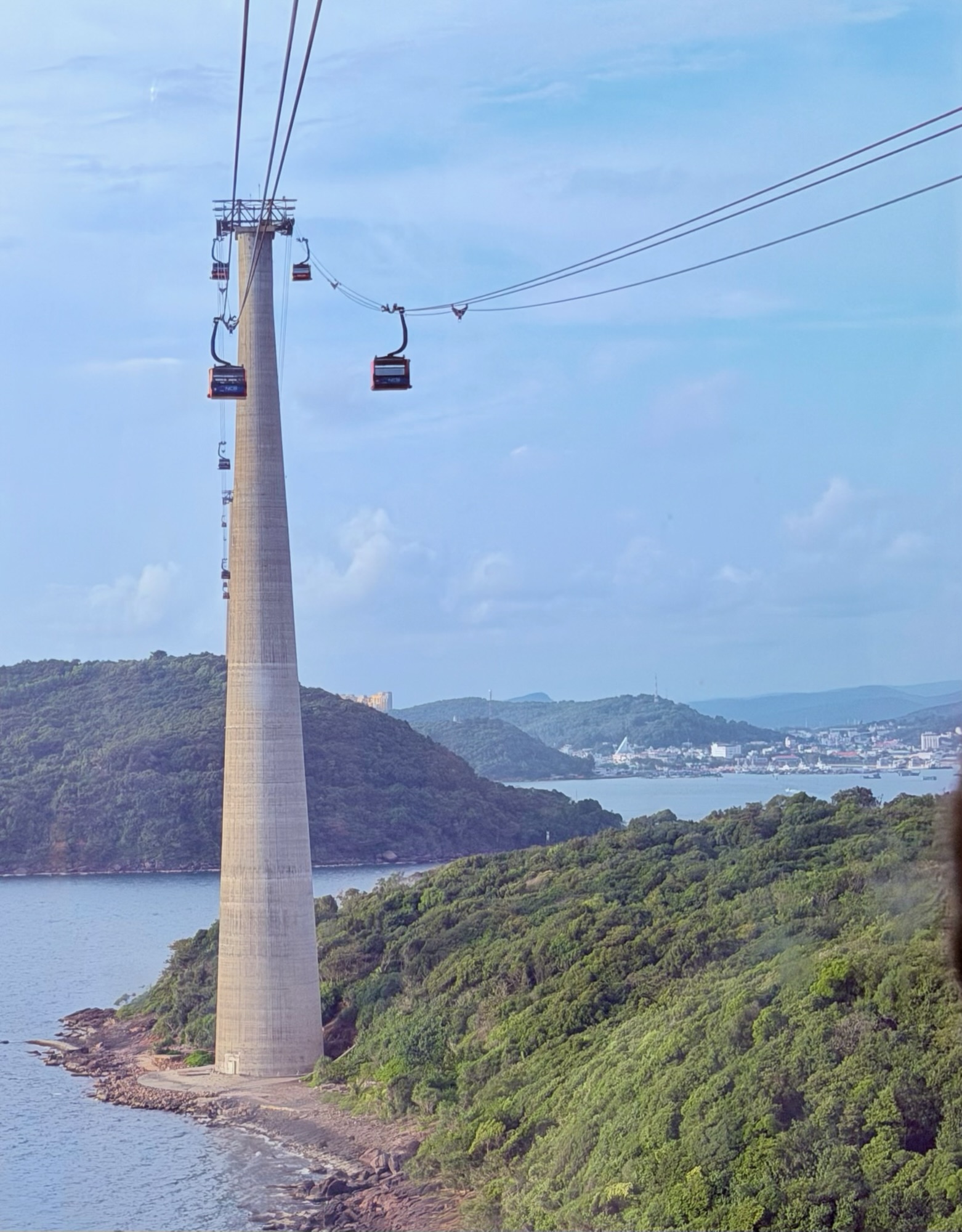 Hon Thom sea crossing cable car above turquoise water near Phu Quoc Vietnam